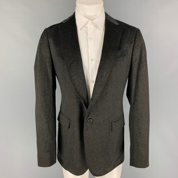 ARMANI COLLEZIONI Size 40 Regular Charcoal Black Heather Sport Coat